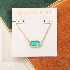 Kendra Scott Gold Elisa Aqua Kyocera Opal Necklace